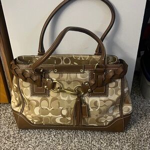 Coach Brown and Tan Signature Satchel